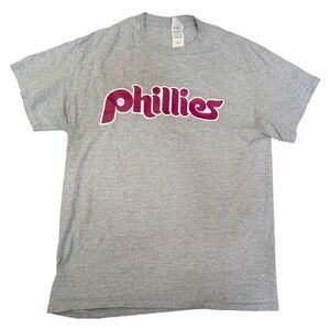 Philadelphia Phillies Gray T-Shirt Men's Medium Retro Script Logo Gameday Tee
